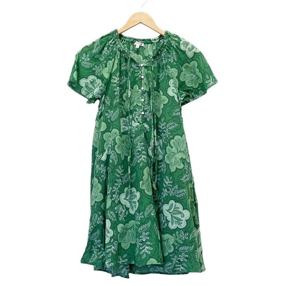 Anthropologie Sundry Mini Swing Dress in Everly Floral Tropical Green Size 0 XS - Picture 2 of 16